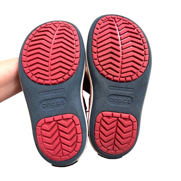 CROCS Kids Navy and Red Boots Size 1 - Picture 6 of 8